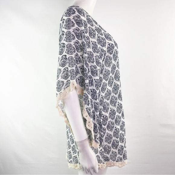 Eberjey Women's White Damask Print Kaftan Tunic Cover Up Size S/M - Picture 6 of 9